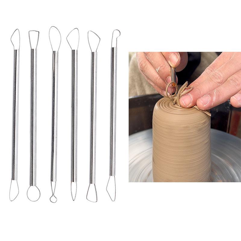6 Pieces of Ceramic Tool Repair Tool Set for School Pottery Bar Special Embryo-wet Repair Clay Sculpture Double-head Scraper