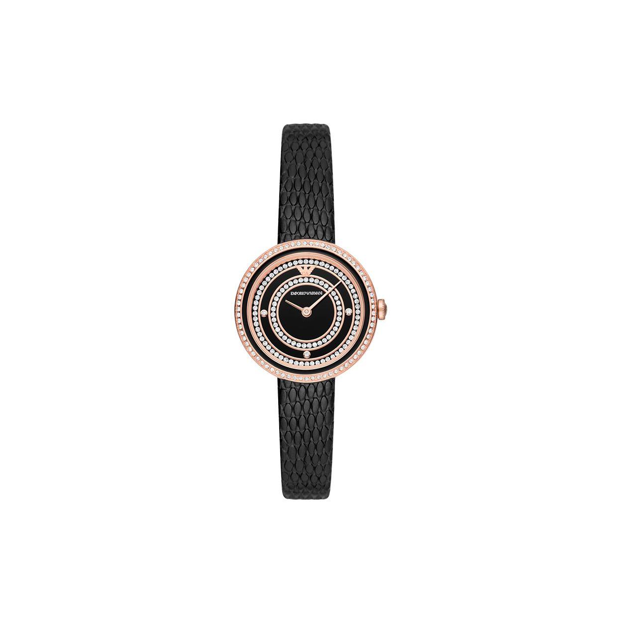 EMPORIO ARMANI Gypsophila Collection Wrist Watch Quartz Movement Leather Strap 30mm Black Dial Women s AR11493 Black Dial