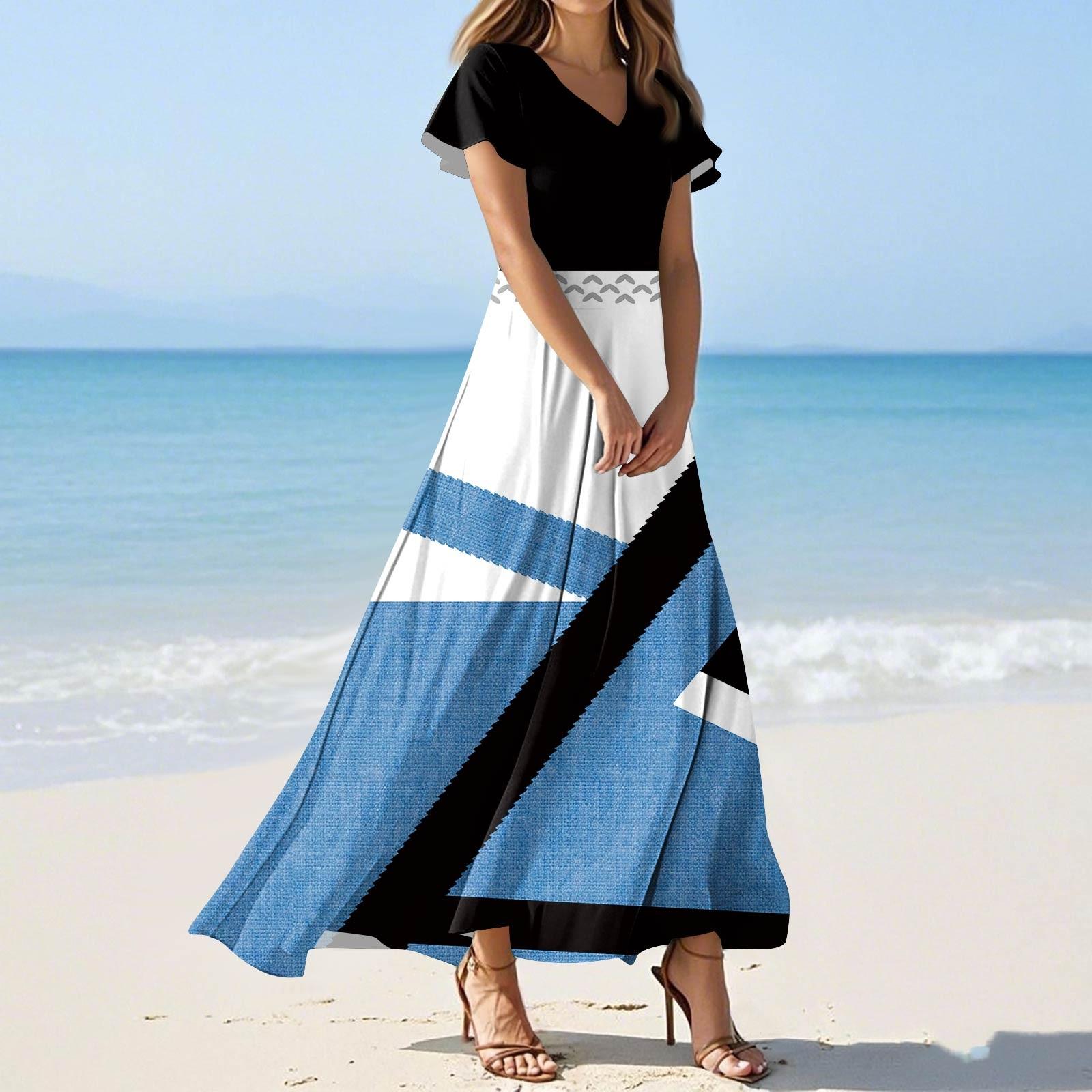 

Женские летние повседневные модные платья с принтом и короткими рукавами и V-образным вырезом L