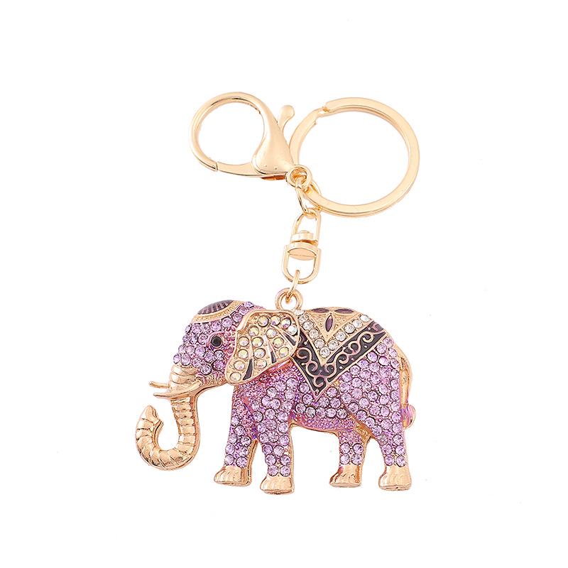 Korean Style Rhinestone Elephant Keychain - Metal Car Accessory & Creative Christmas Gift