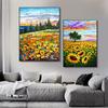 Modernes Sonnenblumen Dekoratives Gemälde Sonnenuntergang Landschaft Blumenposter Landschaft Wandkunst Bild Leinwanddruck Wohnzimmer Heimdekor Ohne Rahmen