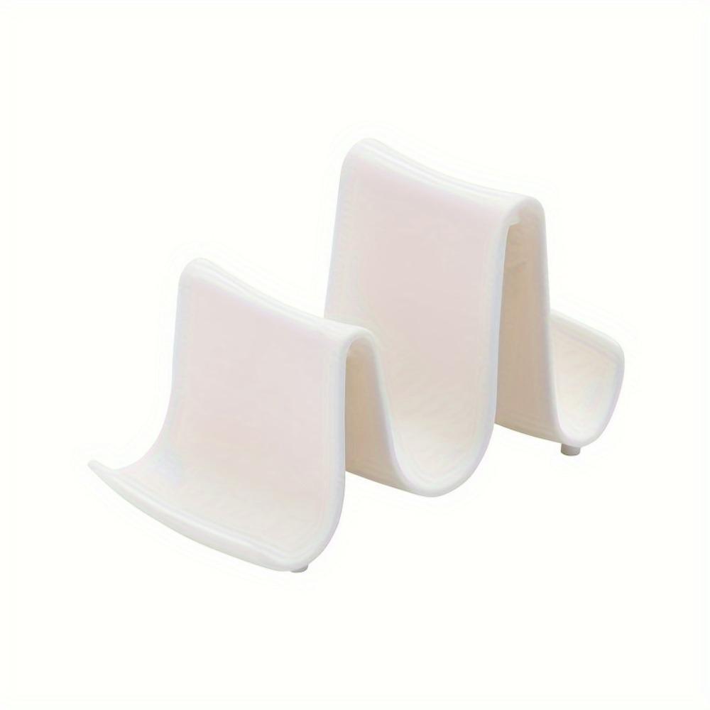 

1pc Innovative Wave Design Kitchen Organizer - Plastic Pot Lid Holder, Chopstick & Utensil Rack for Countertop Storage белый