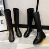 Thick Soled Square Headed Knight Women's Boots for Autumn and Winter, New Style, Slim and Side Zipper High Top Boots botas mujer