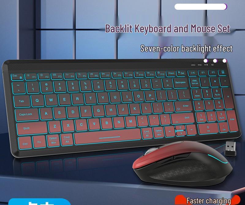 JOMAA Wireless Bluetooth RGB Keyboard & Silent Mouse Set for Office