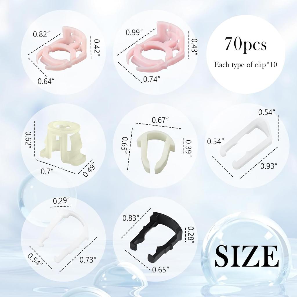 70PCS Car Fuel Line Clips Replacement OEM 937407187/21992748,7 Types Sizes 5/16" And 3/8" Fuel Line Clamp Kit Compatible With Ford Chrysler