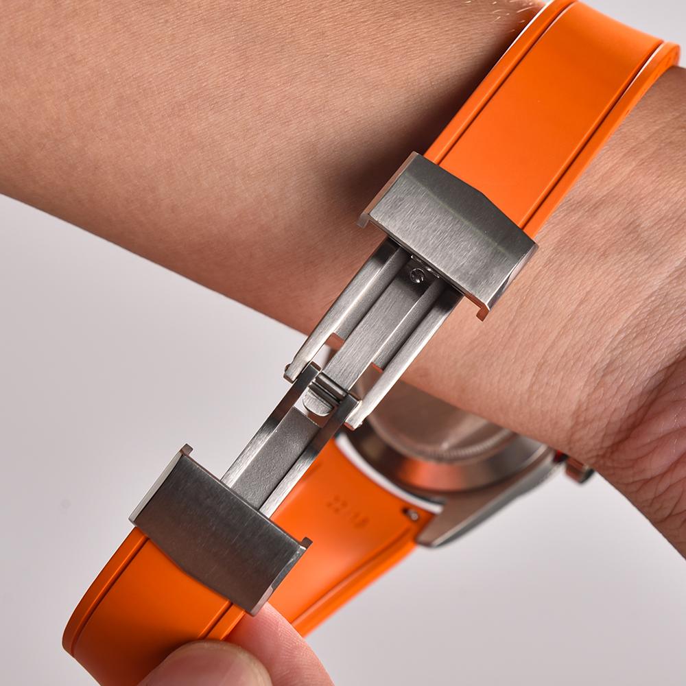 New Design Curved Rubber CTS Watch Strap 20mm 22mm Quick Release Original Butterfly Buckle Watch Bands For FKM Strap Cut To Size