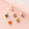 5 Piece Brass & Cubic Zirconia Mini Charms 18K Gold Plated Flower Micro Pave Pendants For DIY Necklace Jewelry Making 8mm x 6mm