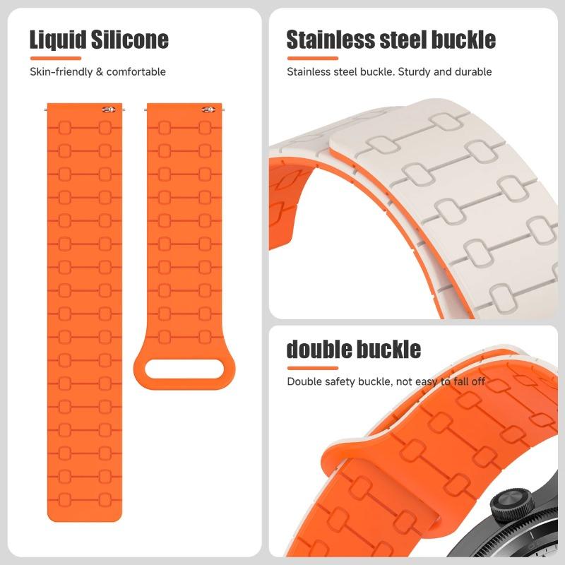 22mm Silicone Strap For Huawei Watch GT5 Pro GT4 GT3 GT2 46mm Magnetic Band Sport Bracelet For Xiaomi Watch S4 S3 S2 S1 Active