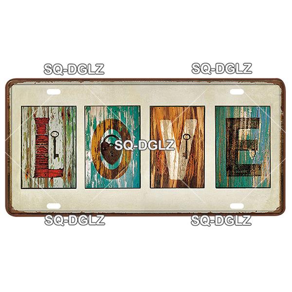 [SQ-DGLZ] Text Hope Love Home License Plate Tin Sign Store Bar Wall Decoration Metal Sign Home Decor Painting Plaques Art Poster