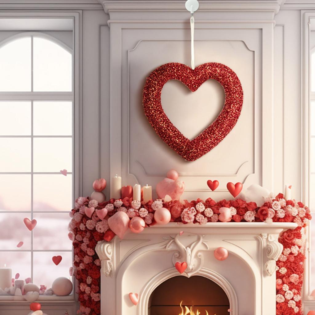Romance Heart Shape Wreath Valentine's Day Heart Wreath Hangings Perfect For Weddings And Home Decorations