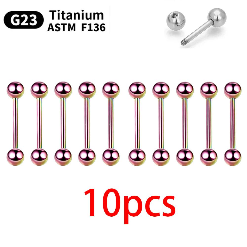 1/10pcs External Internal thread Piercing Jewelry G23 Titanium 14G 16G Long Industrial Barbell Ring Tongue Sexy Barbell