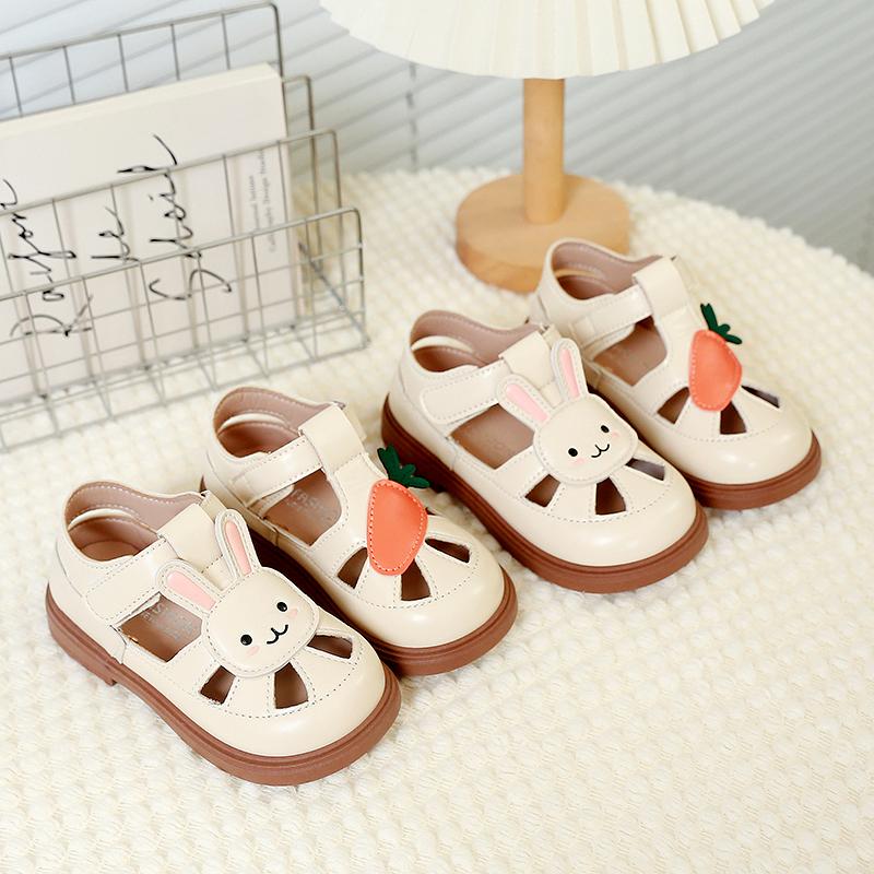 Mädchen Prinzessin Freizeitschuhe Ausgehöhlt Atmungsaktiv Kinder Sandalen mit Niedlichem Kaninchen 2025 Sommer Neu Kinder Strandschuhe Weiche Sohle