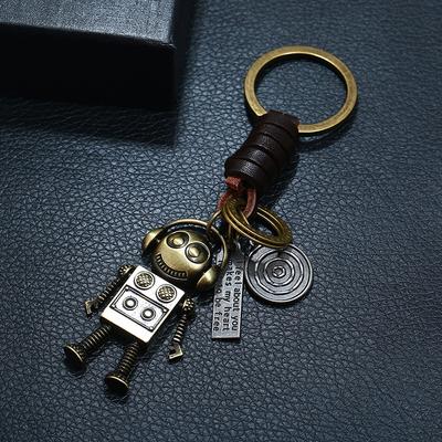 Funny Robot Keychain Metal Cool Screw Body Keyring For Men Couple Bag Pendant Car Key Holder Accessor Creative Children Diy Gift
