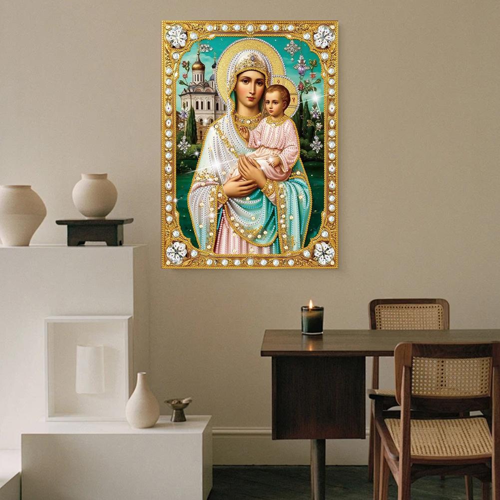Virgin Mary Partial DIY 5D Special Shaped Drill Gem Art for Adults/Beginners Home Decor Diamond Art Painting C9C4