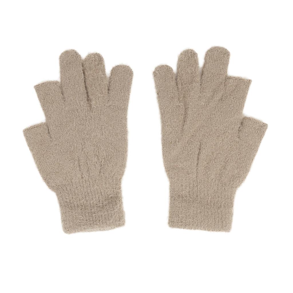 Winter Fingerless Gloves Mink Fur Knitted Gloves Sliding Screen Outdoors Cycling Solid Color Warmer Cold-proof Mittens for Men Women