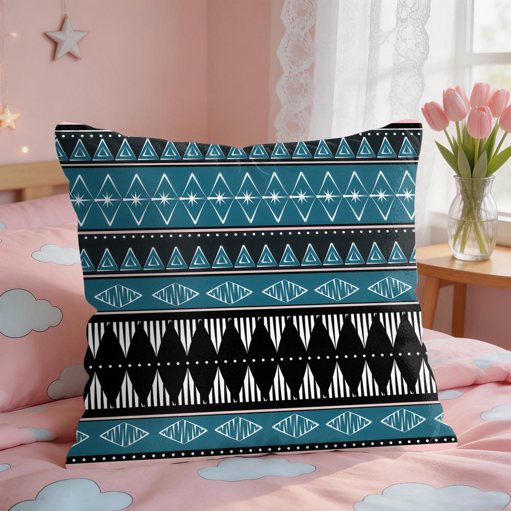Geometric Ethnic Pattern Cushion Cover Square Short Plush Pillow Case Living Room Sofa Home Decor Funda X