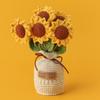 2025 Tulips Crochet Flowers with Kintted Potted Kinttted Sunflower Pot Desk Accessories Handwoven Plant Pot Home Decor Gift