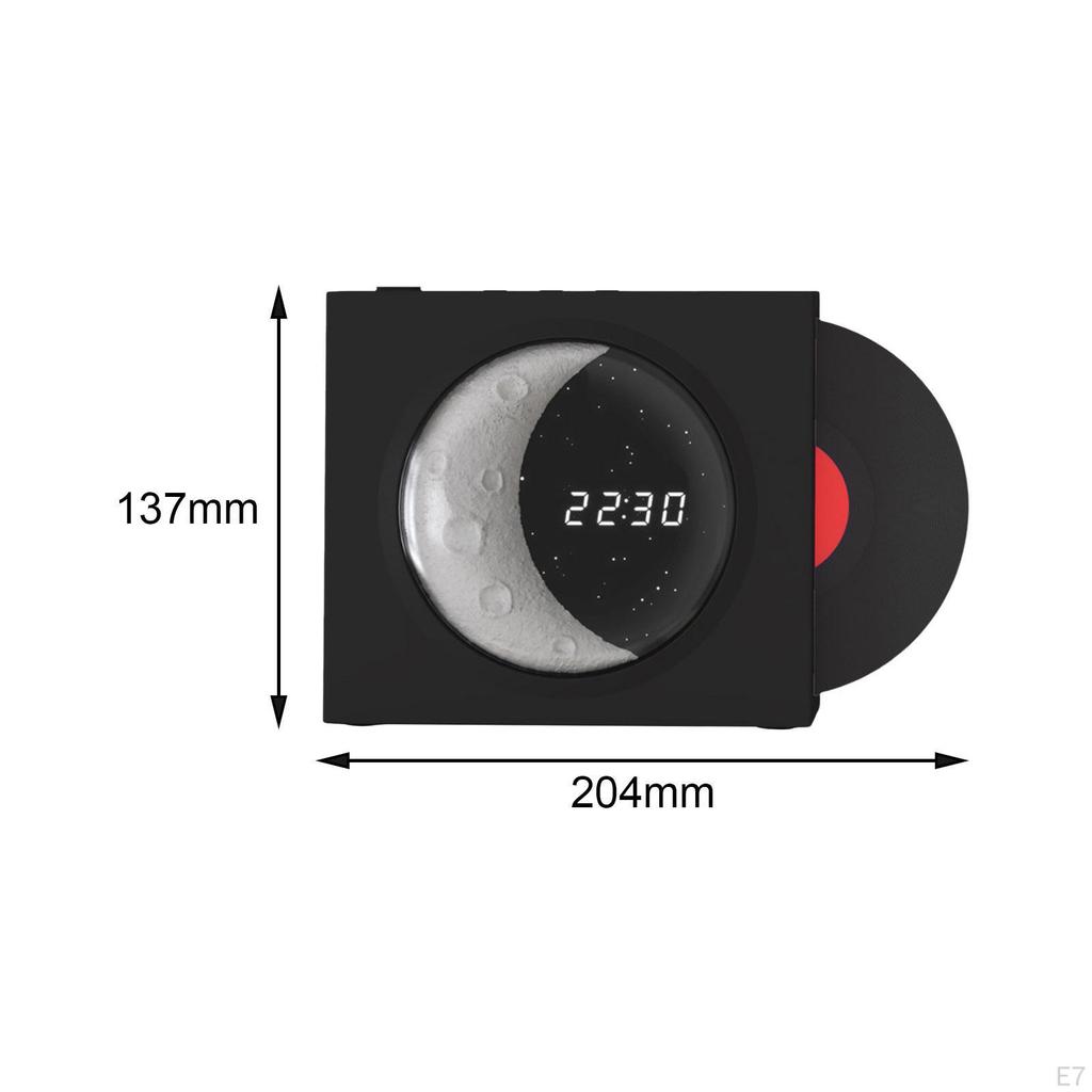 Vinyl Player Speaker, Portable Speaker Support TF Card AUX Vintage Night Light with Time Display