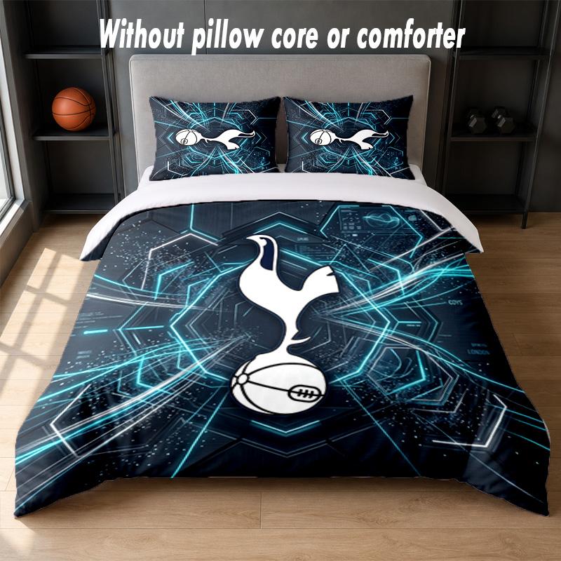 Tottenham Hotspur Design Bett Bettwäsche Set 1 Bettbezug + 2 Kissenbezüge Weich Atmungsaktiv Haushalt Bettwäsche