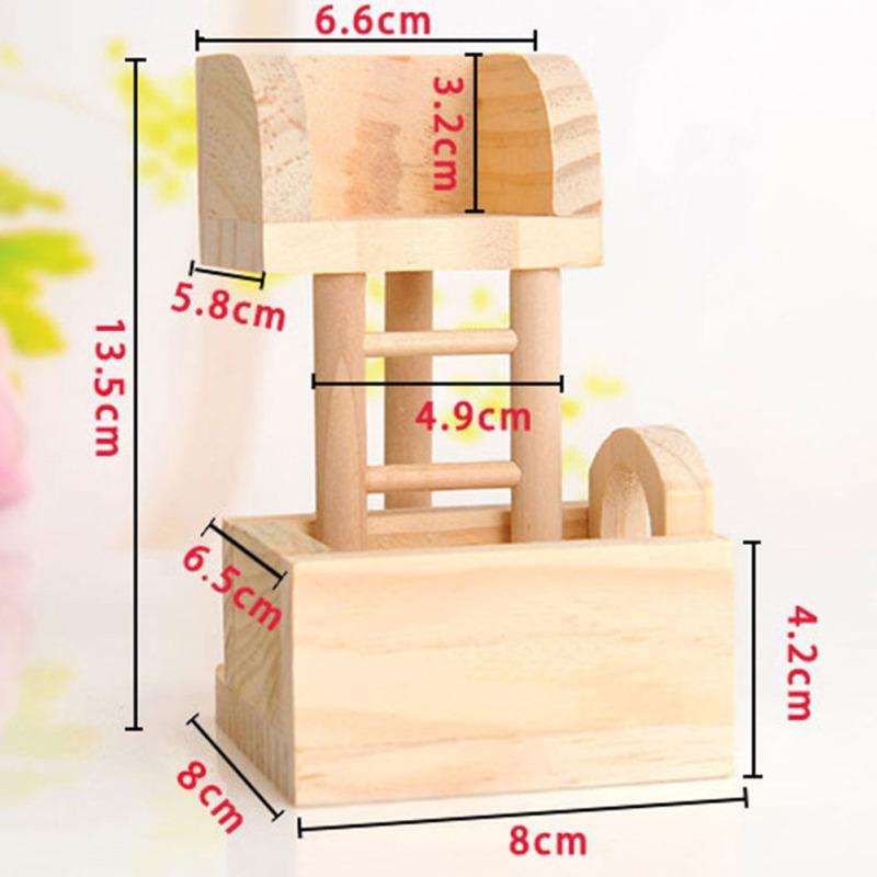 2-story Hamster Wooden Climbing Platform Hiding Shelter House Playground Chew Toy Pet Accessories