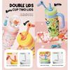 Gobelet Fontaine Baleine en Acier Inoxydable avec Poignée, Tasse à Boire avec Jet Baleine, Bouteille d'Eau Baleine 24oz Deux Embouts Souples en Silicone, Baleine Anti-Fuite