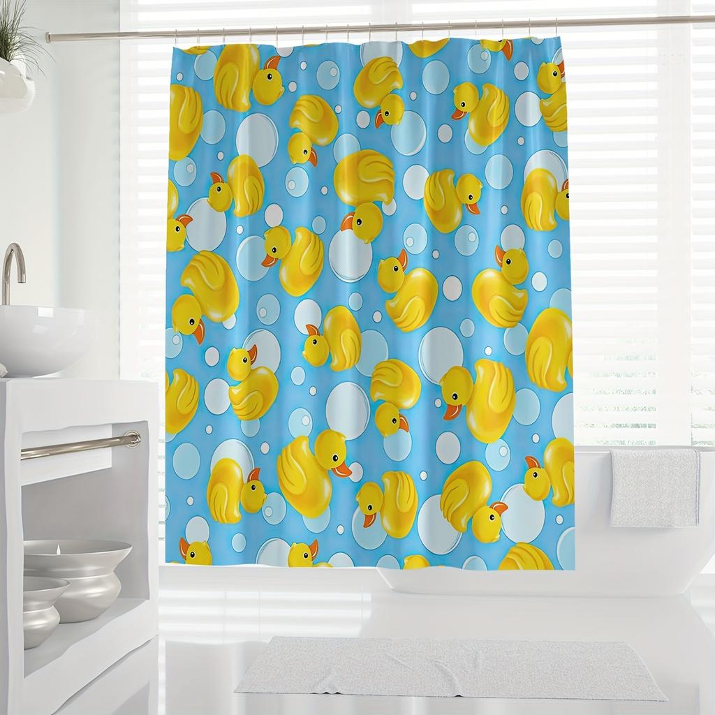 Summer Yellow Duck Shower Curtain - Digital Print, Water-Resistant Polyester, Machine Washable, All-Season Animal Theme