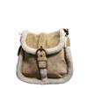 Korean Retro Style Women's Suede Fluffy Lamb Wool Shoulder Bag - Autumn/Winter Collection.