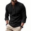Menpure Colorlong Sleeveslinen Henry Shirt Hippiecasualbeach Stand Collar Shirt