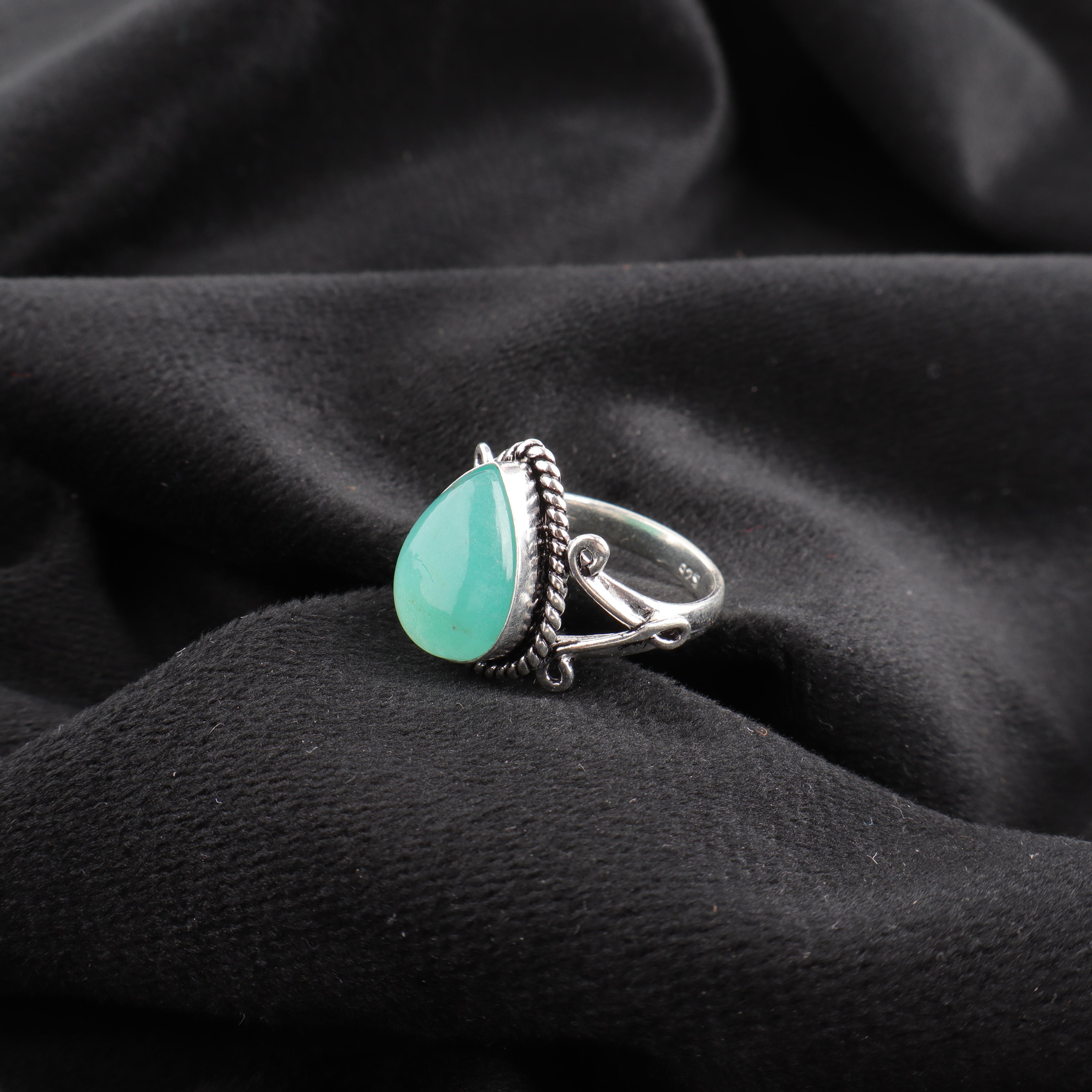 

Кольцо с амазонитом, Кольцо из стерлингового серебра 925 пробы, Украшения с драгоценными камнями ручной работы, Подарки для жены Совершенно новое кольцо для свадебного подарка 4 синий