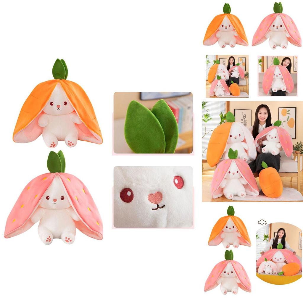 Creative Children's Bunny Doll-transforming Plush Toy With Carrot And Strawberry Options