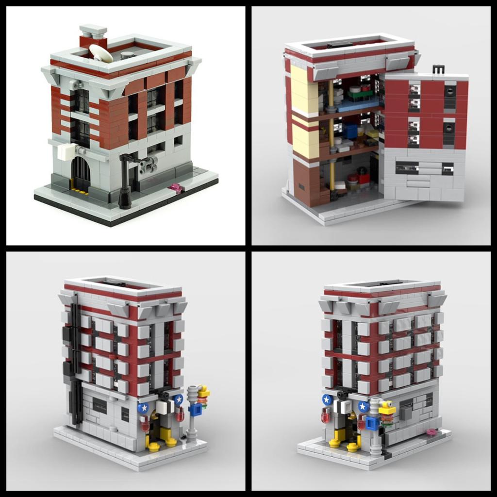 Urban Miniature Street View Fire Station MOC Building Blocks Set Small Fire Pump Truck Model Kids Puzzle Toy Boy's Birthday Gift