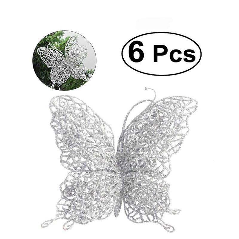 6 kusů Vánoční motýl Vánoční dekorace Ozdoby na vánoční stromek Party dekorace CDN
