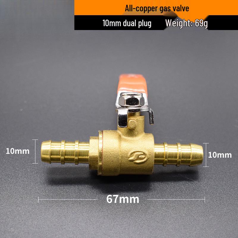 Copper/Gas Ball Valve with Hose Barb: 1/2", 3/8", 1/4" Plug, 8/10/12mm Drain Valve/Gas Nozzle.