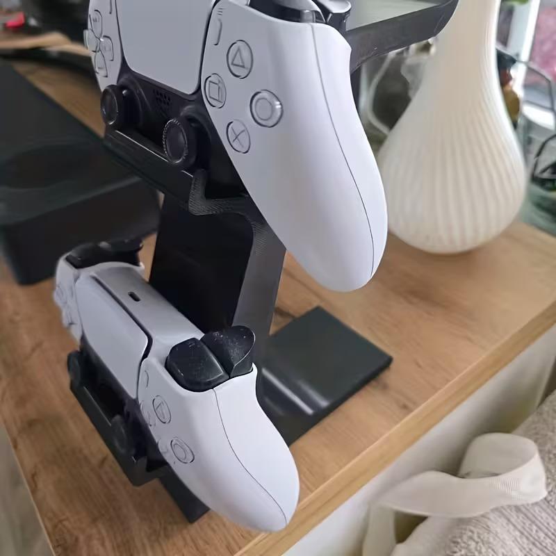 3-In-1 Controller Stand For Desk With Headset Holder Gaming Organizer For 2 Gamepads & 1 Headphone Non-Charging Desktop Dock