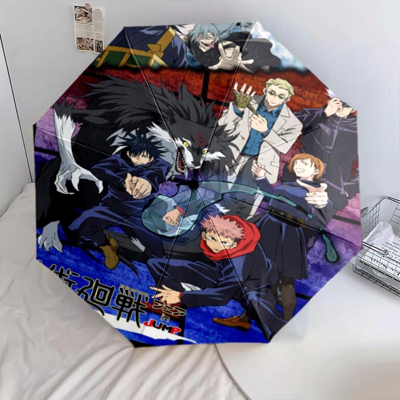 1PC Jujutsu Kaisen Characters Automatic Umbrella - Suitable Travel Outdoor Portable Umbrella Birthday Gift Daily Essentials