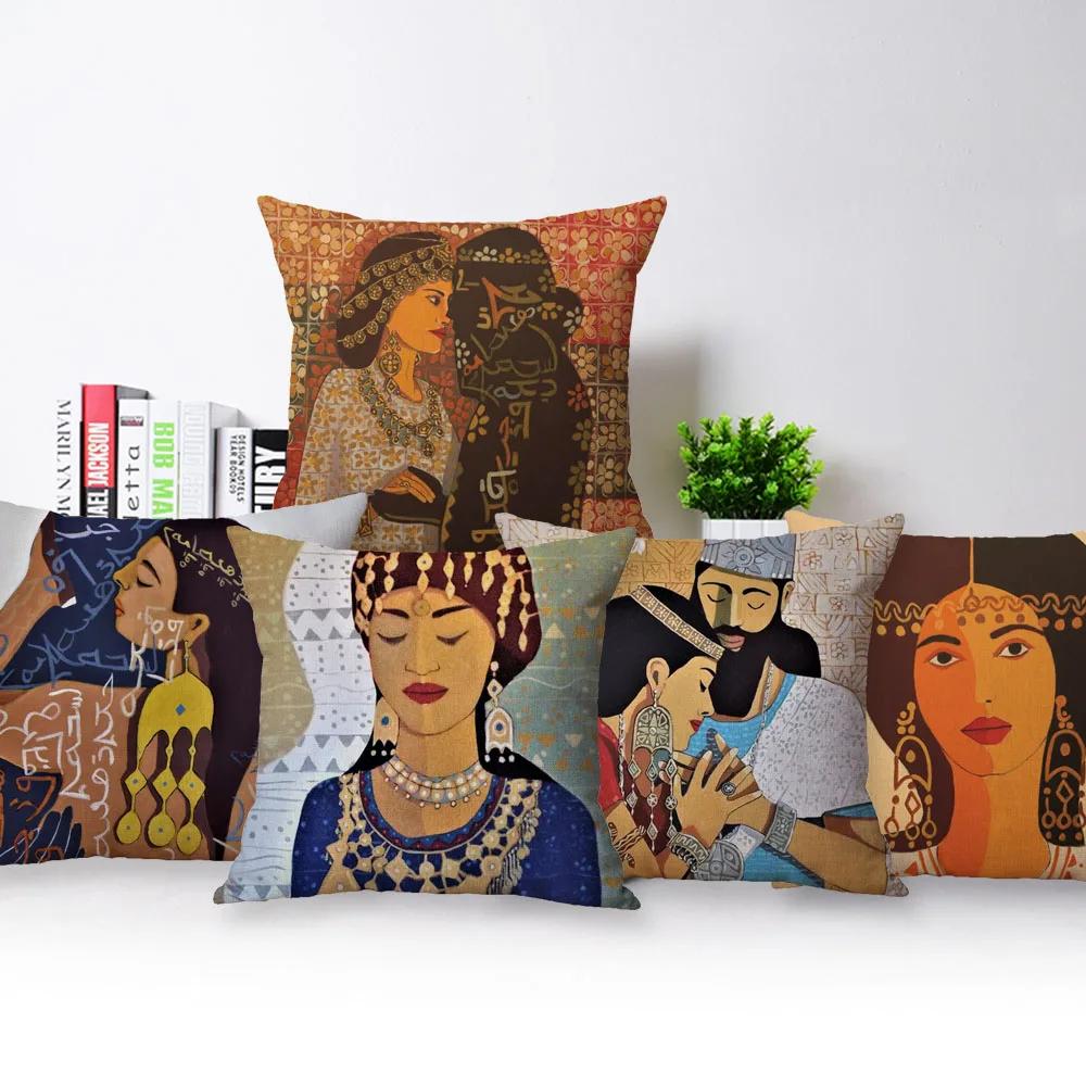 

Чехлы для подушек Assyrian Beauty, декоративные подушки для дивана с изображением девушки из Золотого дворца и портретом любви, наволочка 45X45 см 30x30cm12x12Inch