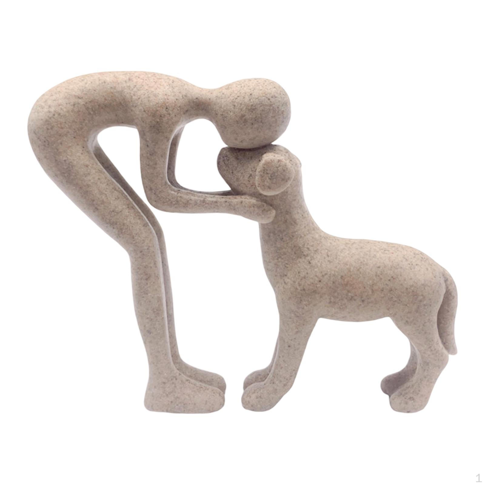 

Фигурка человека и собаки, Скульптура из смолы, Уникальный подарок для , Украшение, Статуэтка Офис, Вечеринка, Sand Color