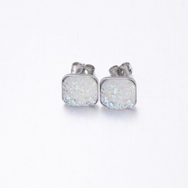 Women’s Crystal Cluster Rhinestone Stud Earrings - Square Concave-Convex Design, Star Style