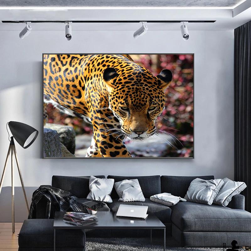 Tropical Animals Fantasy Poster Leopard in Jungle Canvas Painting Wall Prints Picture for Living Room Home Decor
