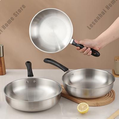 Stainless Steel Non Stick Frying Pan Household Thick Uncoated Frying Pan Gas Stove Induction Cooker Universal Flat Bottomed Pan