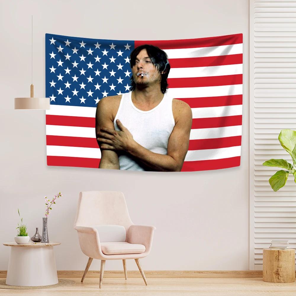 

Normans Pink American Flag Wall Tapesrty RReedus Home Decor Aethetics Bedroom Dorm Wall Hanging Background Cloth Festival Gift 74x94cm(29x37in)