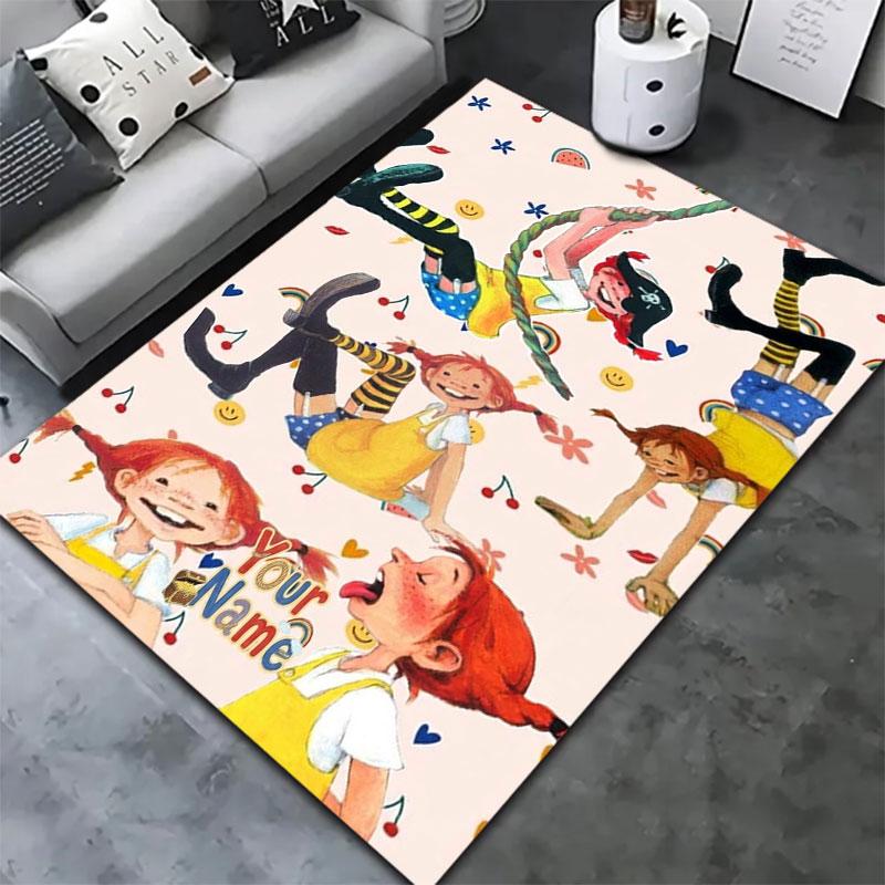 Pippi Longstocking Custom Name Carpet Rug for Living Room Bedroom Home Sofa Decoration,Kids play Non-slip Floor Mat