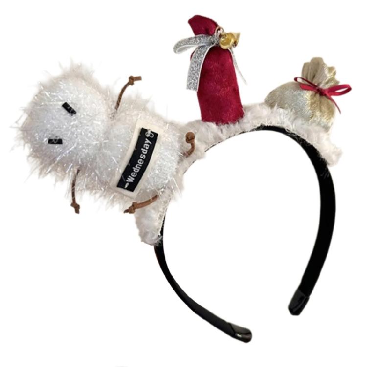 Plush Christmas Themed Headband Festival Props Hairhoop Family Gathering Headwear Holiday Celebration Party Headpiece