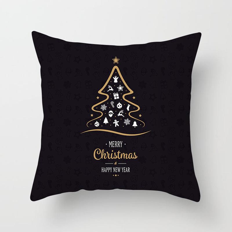 Christmas decoration cushion cover black gold elk print pillowcase sofa ornaments bedroom room home  holiday gift