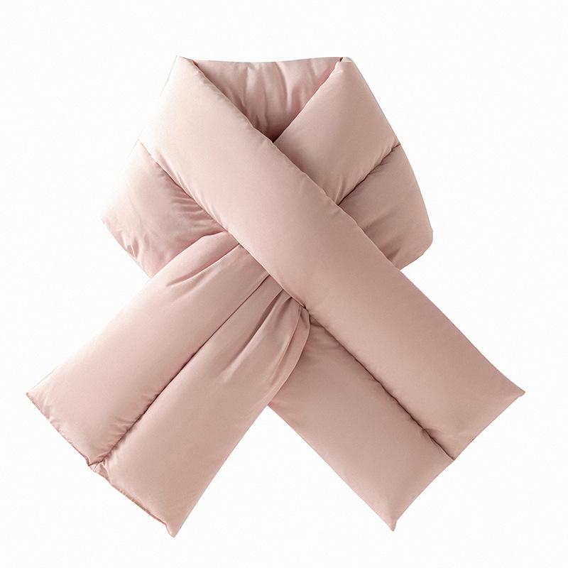 Winter warm cross scarf women's thickened scarf men's outdoor cold-proof fashion solid color windproof down scarf