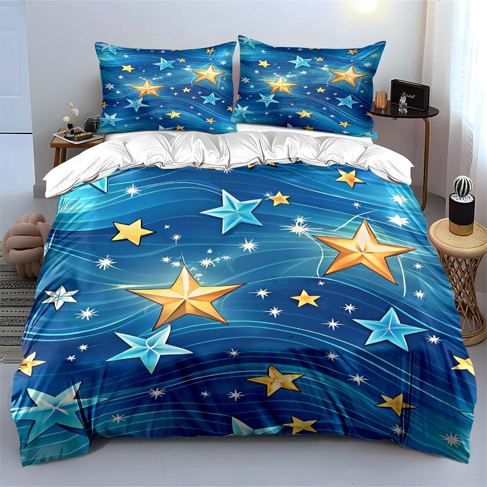 Blue Starry Bedding Set Bedding Duvet Cover Set Duvet Cover Pillowcases (1 * Duvet Cover 2 * Pillowcases, without duvet insert)