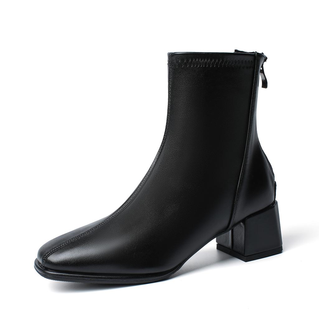 B-leather short boots  new winter small naked boots small high heel temperament velvet Martin boots