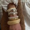 Vintage Wide Cuff Bangles Hip Hop Punk Pearl Beads Geometric Metal Spring Bangles For Women Bracelets Men Jewelry