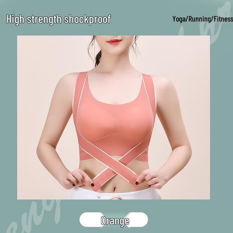 

Противоударный бесшовный спортивный бюстгальтер: Регулируемый, Красивая спина, Дизайн с передней застежкой для женского фитнеса и йоги. XL (80BCD/85AB) оранжевый