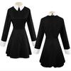 Gotycka ciemna, dopasowana damska sukienka z klapami, sweter z długim rękawem, czarna mini spódniczka Y2K sukienka na imprezę Halloween
